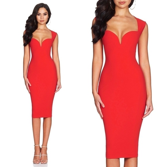 Nookie Madonna Midi Dress in Cherry Red XS - Picture 1 of 11